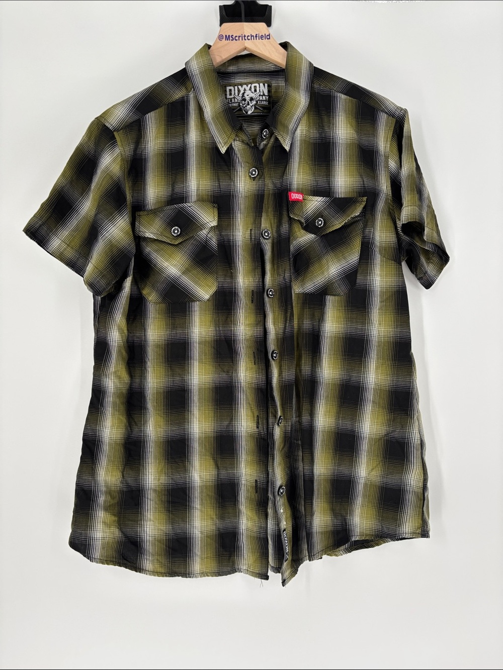 DIXXON Men's Green Plaid Shirt xl bamboo blend